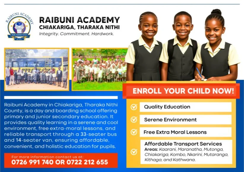 Raibuni Academy — Enrolment Advert