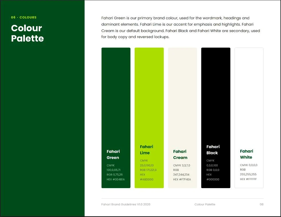 Fahari — Brand Colour Palette