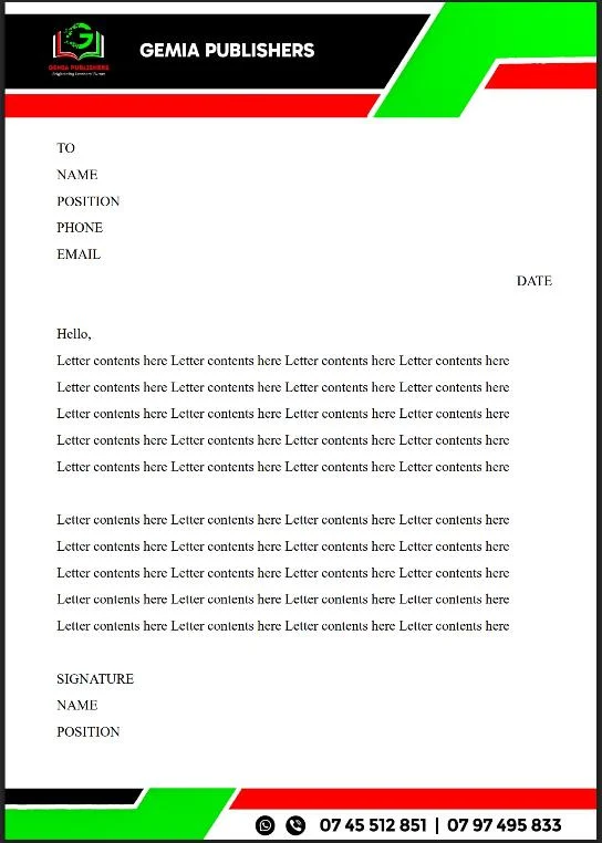 Gemia Publishers — Corporate Letterhead